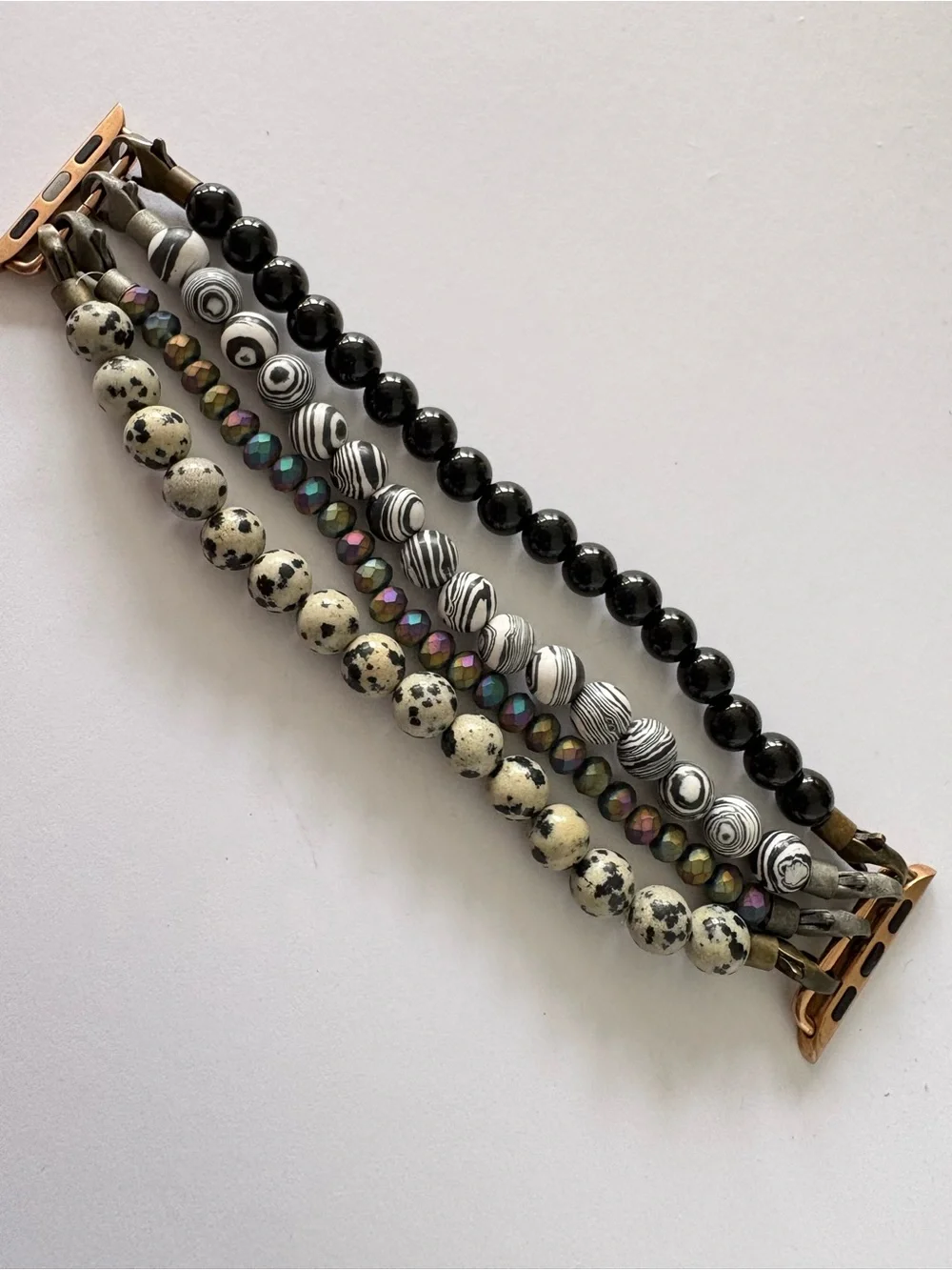 Beaded Apple Watch Band - Black, White, Speckled, Iridescent